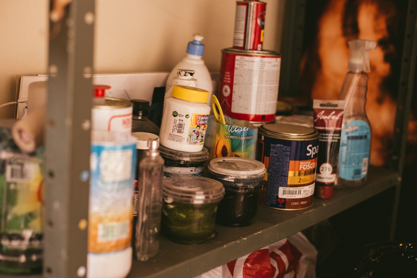 Studio workspace with modular storage organizing creative tools and materials